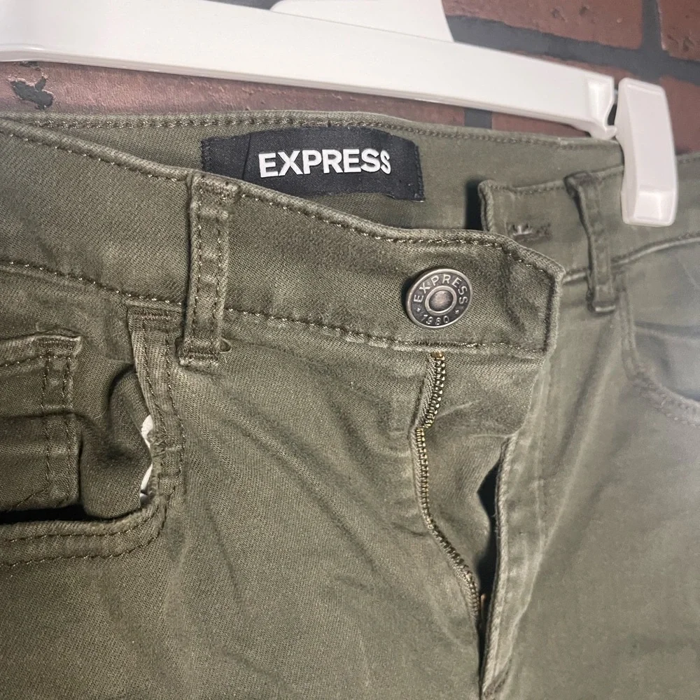 Express Green Skinny Jeans - Ripped - Picture 4 of 7